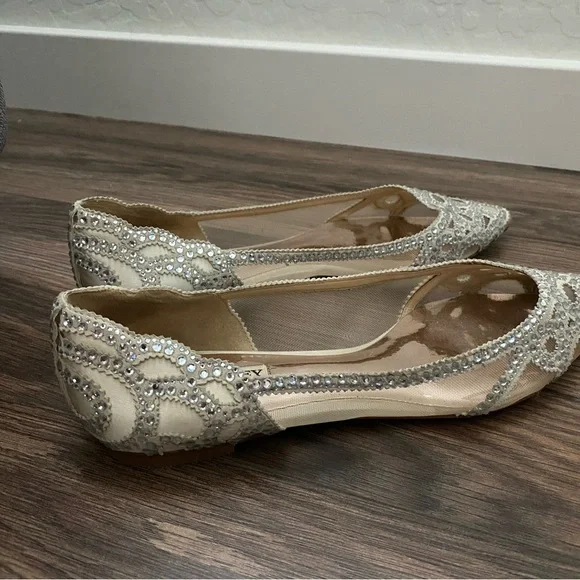 Badgley Mischka Gigi Crystal Embellished Pointed Toe Flats - Picture 6 of 8